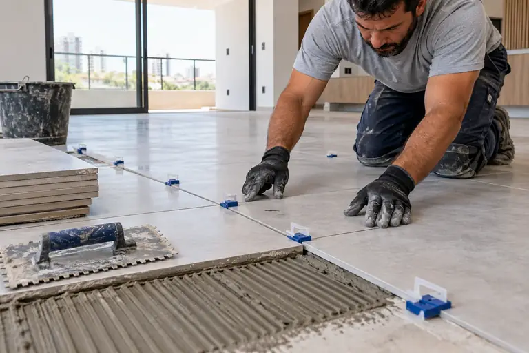 Piso porcelanato e vinílico